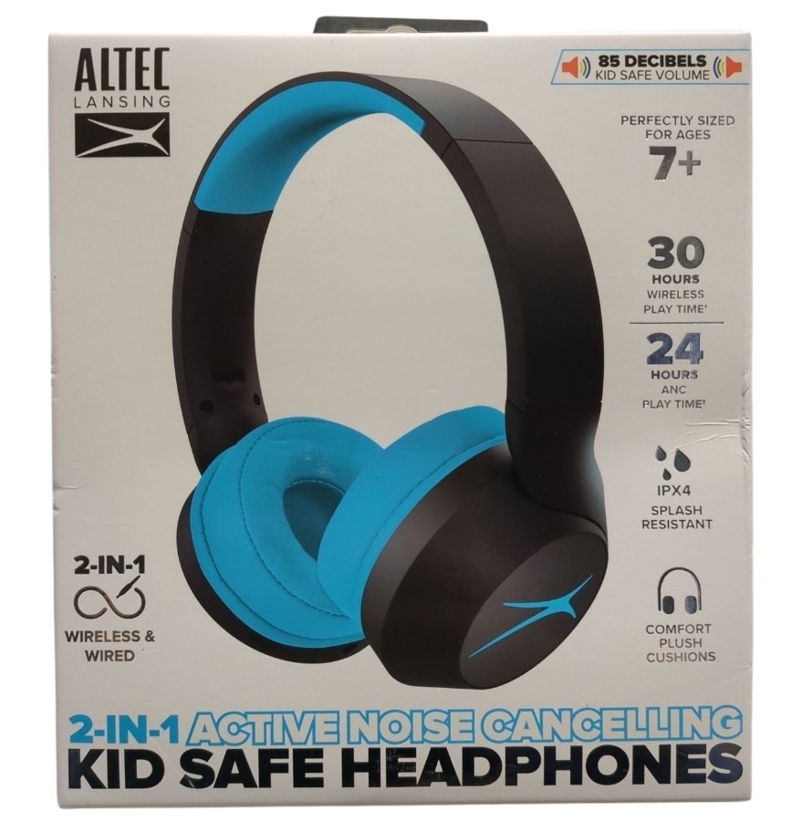 Altec Lansing 2-In-1 Active Noise Canceling Kid Safe Wired/Wireless Headphones