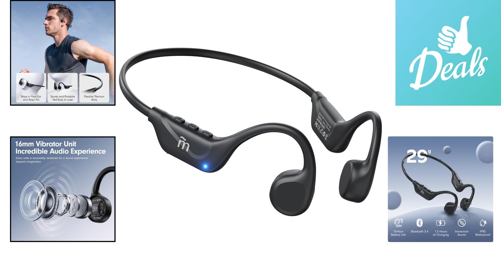 Ultra-Lightweight Bone Conduction Headphones: 10 Hours Play, Perfect for Sports