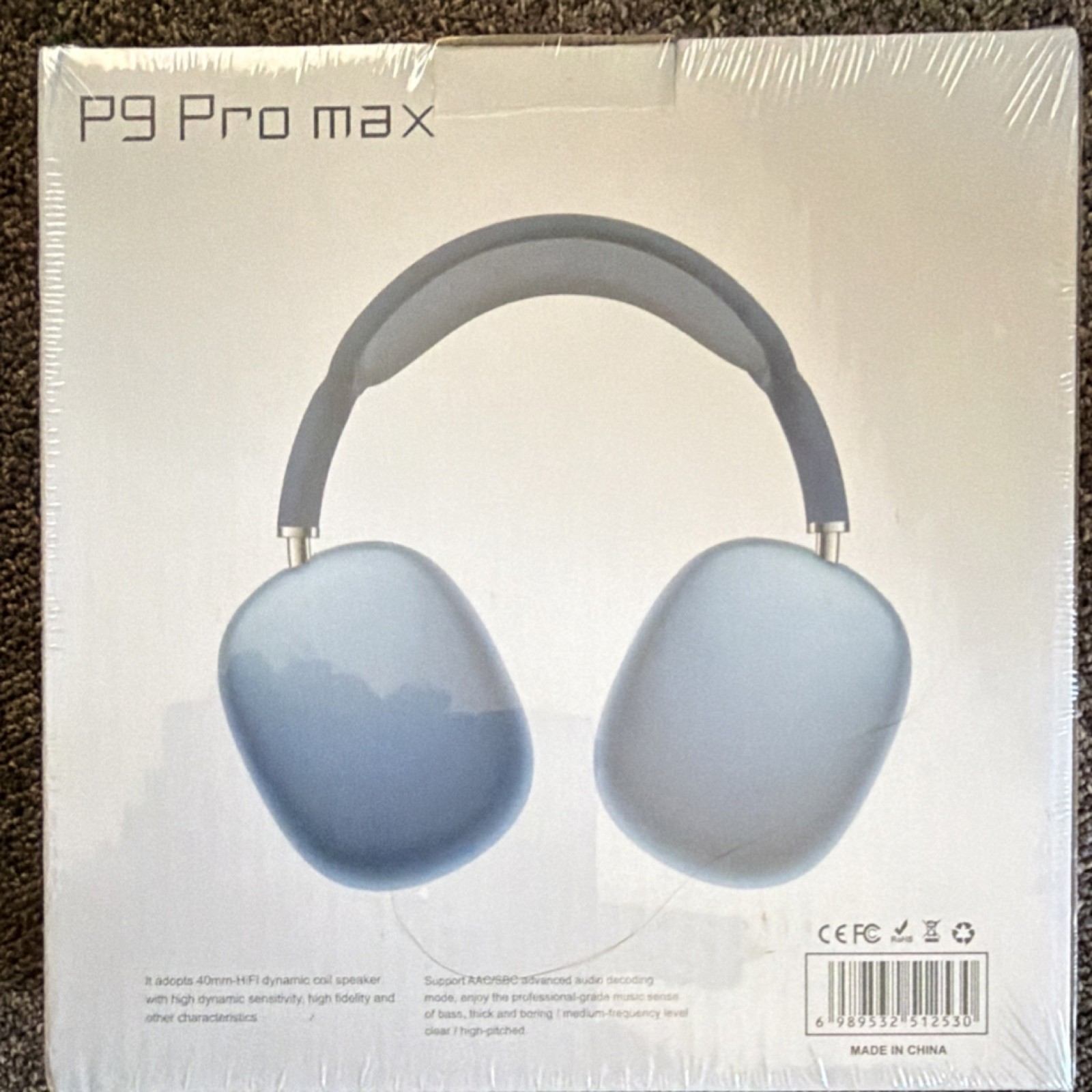 P9 Pro max Over-Ear Headband Headphones Gray 40mm Drivers