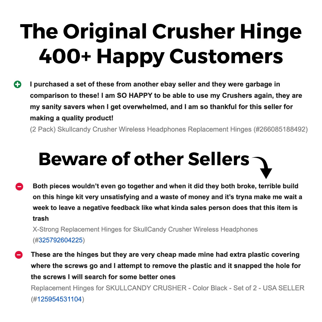 (2 Pack) Skullcandy Crusher Headphones Replacement Hinges – SAME DAY SHIPPING!