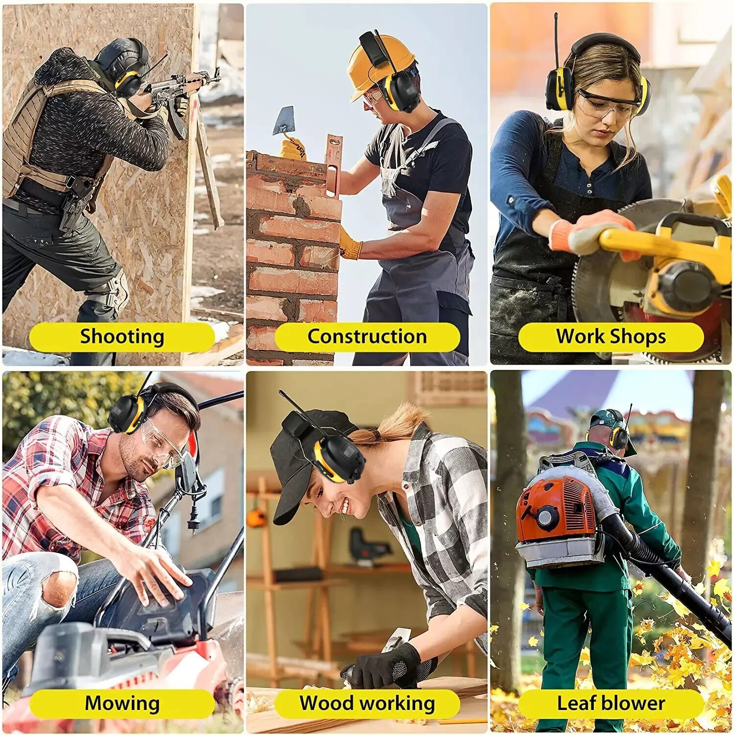 30dB Bluetooth Hearing Protection Ear Muffs Headphones with FM Digital Radio