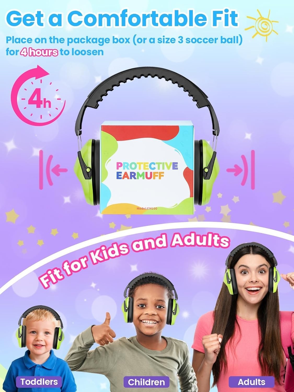Noise Cancelling Ear Muffs Kids Adults Adjustable Hearing Protection Earmuffs