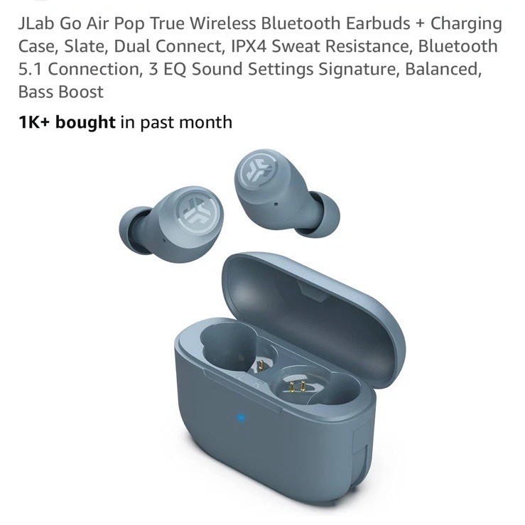 JLab EBGAIRPOPRSLT124 GO Air POP True Wireless In-Ear Headphones – Slate