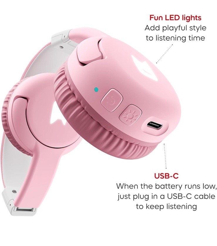 Tonies Foldable Headphones for Kids – Comfortably Designed Pink wireless Bluetoo