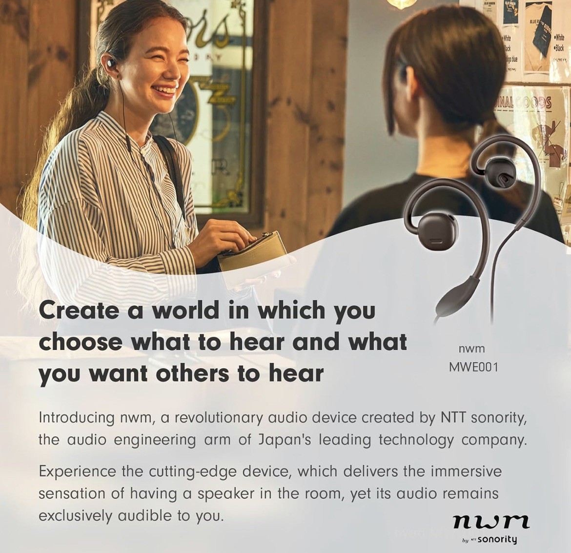 NTT sonority Wired On-ear Speakers Earbuds with PSZ Technology MWE001 Dark brown