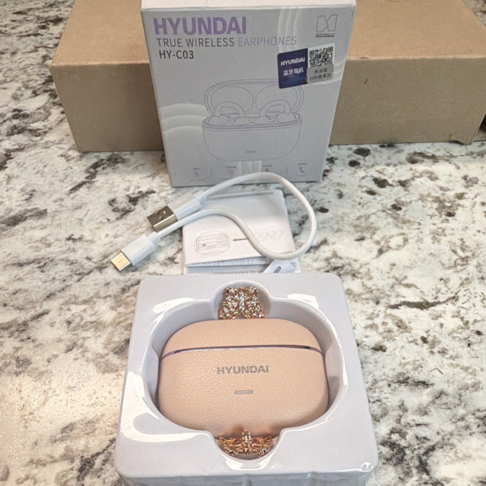 Hyundai HY-C03 Bluetooth True Wireless Earphones Pink 10mm Touch Control In-Ear
