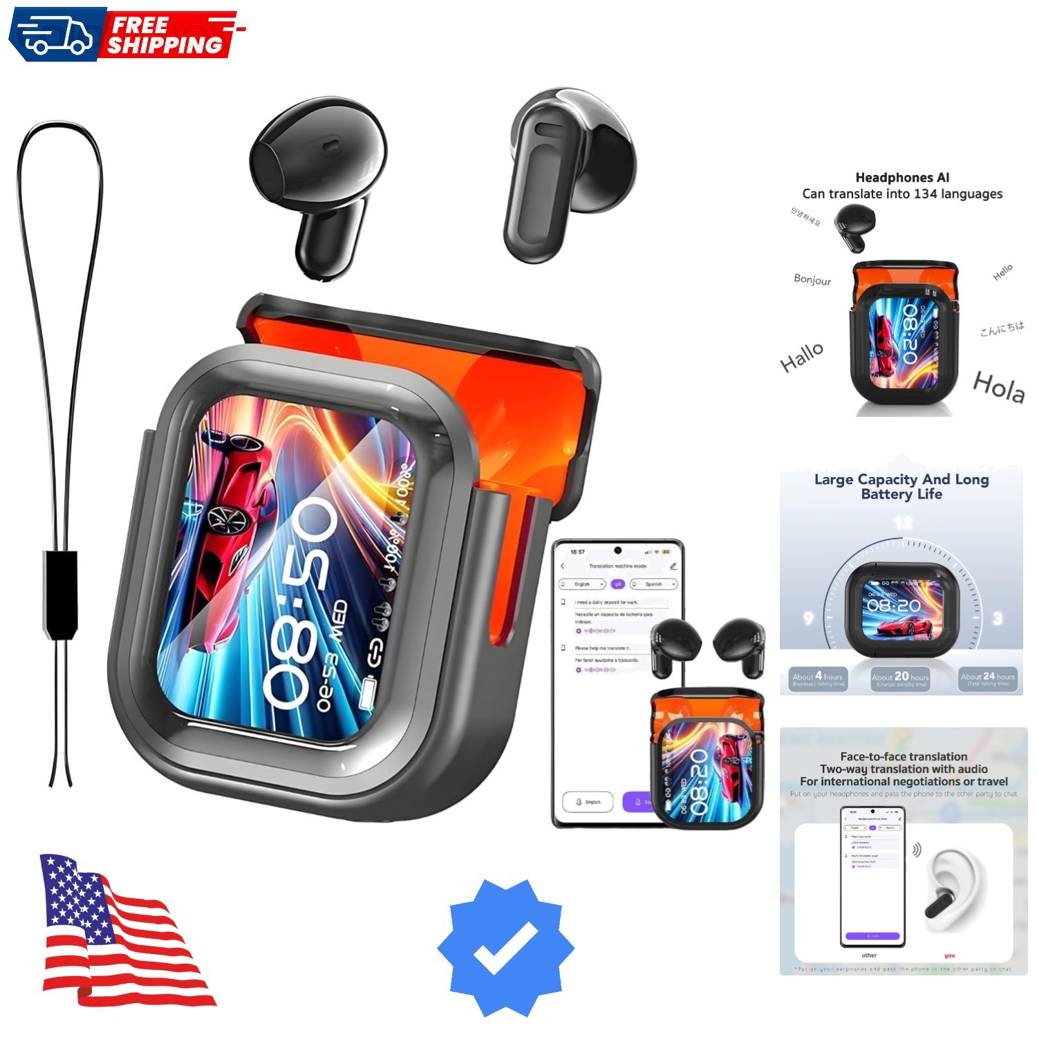 NE20 Earbuds, 2025 New NE20 Translation Earbuds, AI Translation Ear Buds Real…