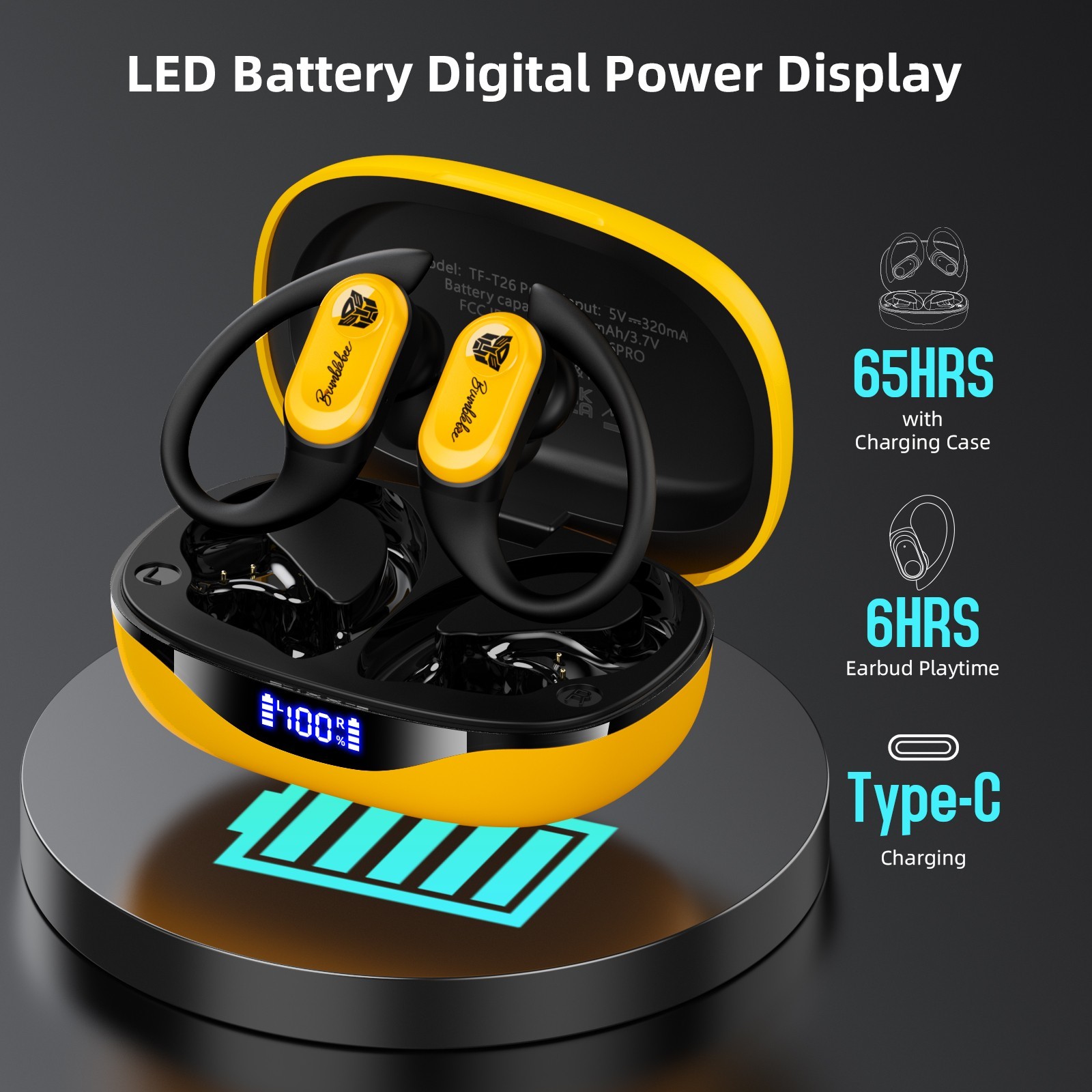 Transformers Bublebee TF-T26 Pro Bluetooth 5.4 TWS Wireless Earbuds IPX5™
