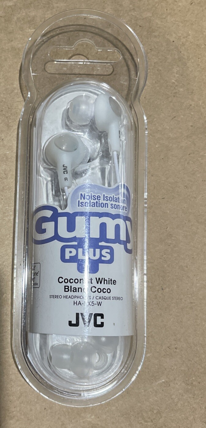 JVC Gumy Plus White Noise Isolation Stereo Earbuds 10-20000Hz Comfortable Light