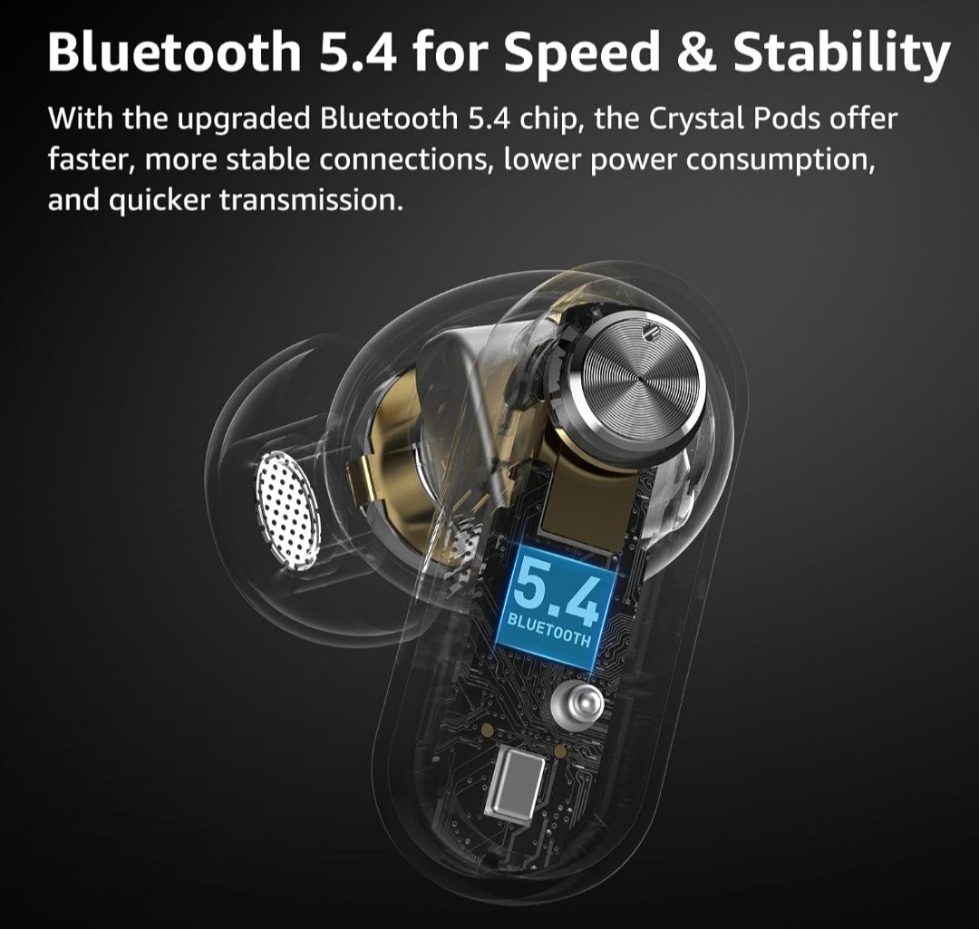 Black Crystal Pods Hybrid Active Noise Cancelling Wireless Earbuds TOZO 10mm Dri