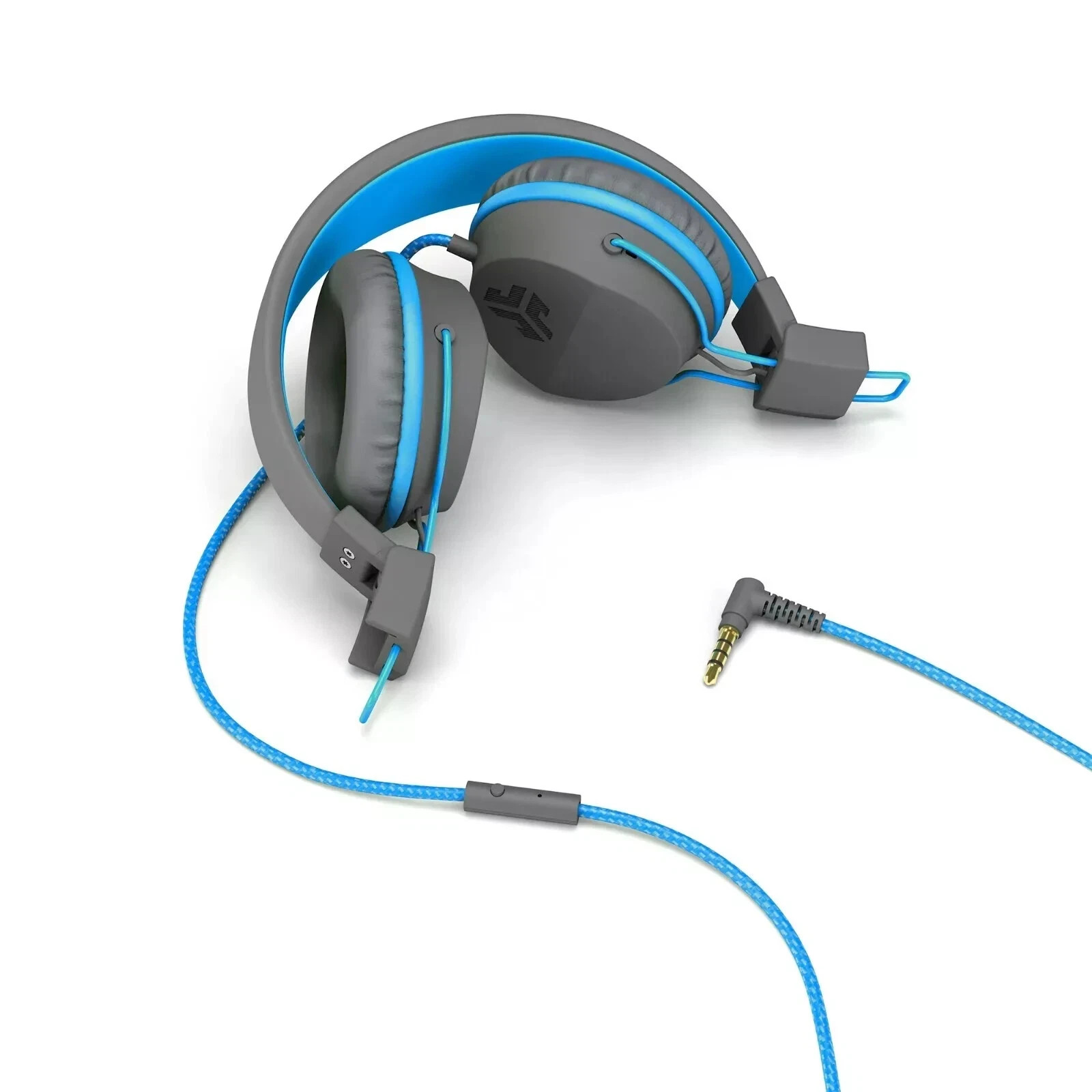 JLab JBuddies Studio Kids Headphones Wired On-Ear Volume Safe 85dB Gray Blue New