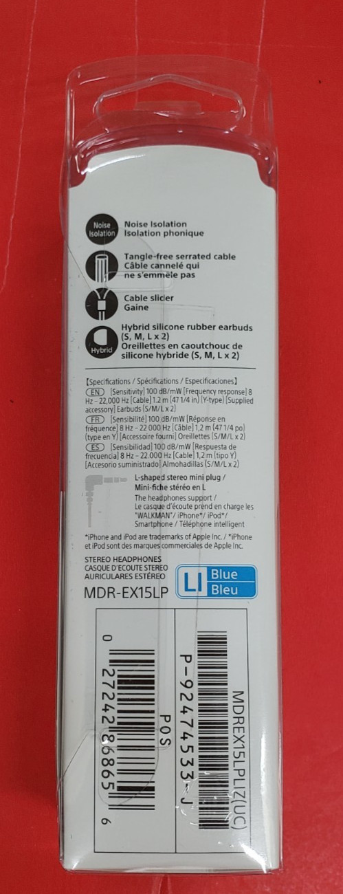 Sony MDREX15LP In-Ear Earbud in ear Headphones Headset (No Mic) Blue