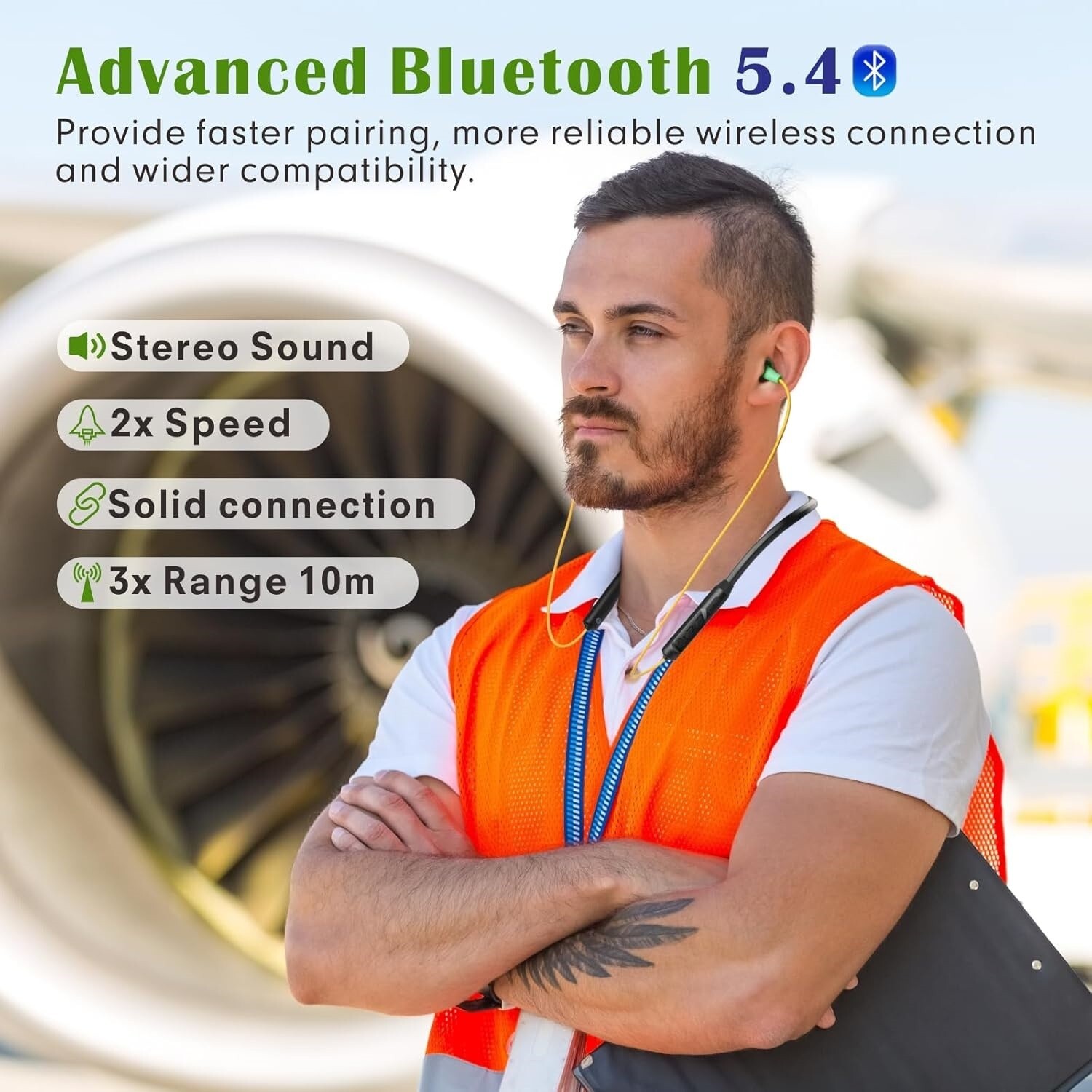 Auriculares Bluetooth Con Banda Para El Cuello, Reducción De Ruido De 29dB Nuevo