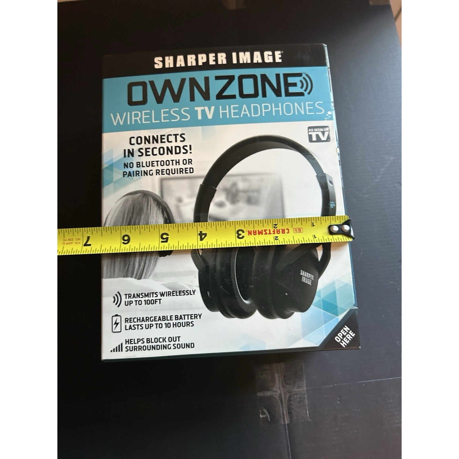 Sharper Image Own Zone Wireless TV Headphones Black, Transmits Up to 100 Ft.