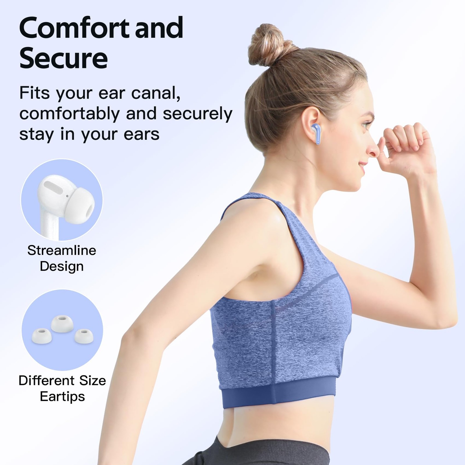 TAGRY Bluetooth Headphones True Wireless Earbuds 60H Playback LED M, Purple