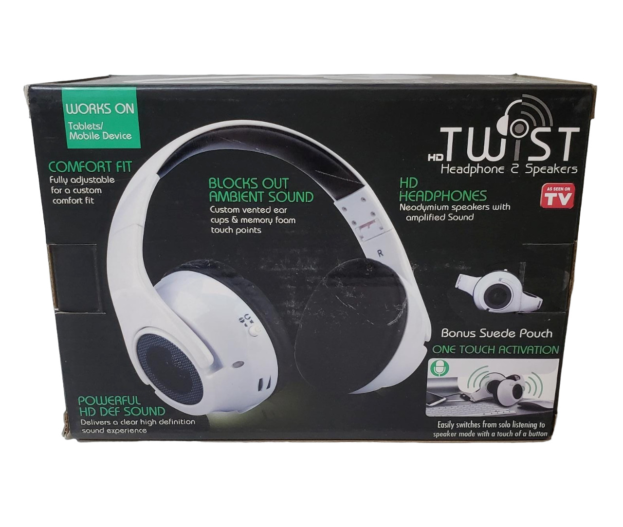 HD Twist Over Ear Headphones to Hybrid Speakers – Black