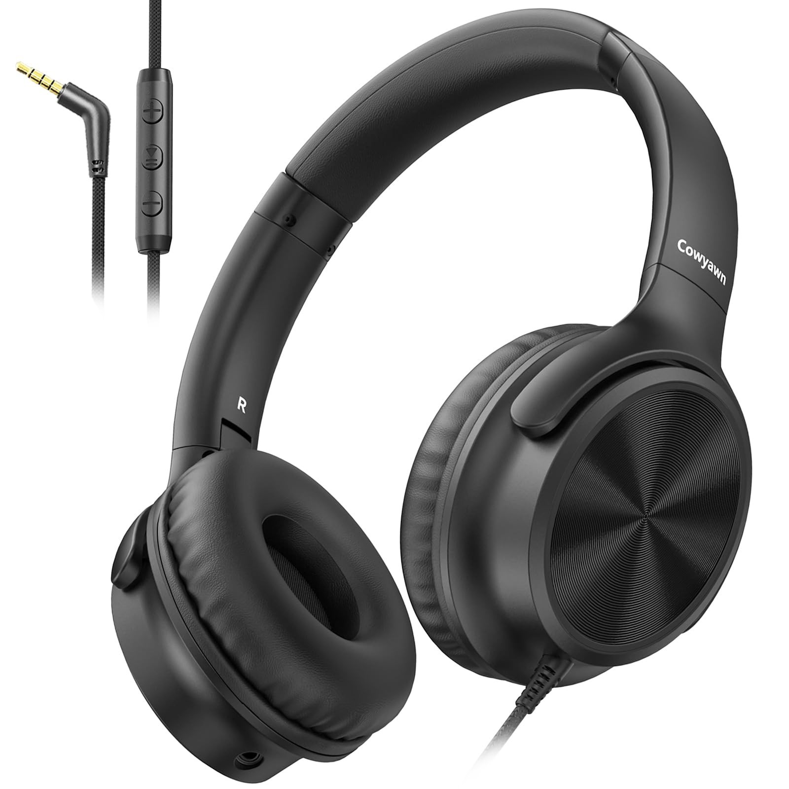 Wired Over Ear Headphones with Microphone, Volume Control, HD Stereo Sound, Fold