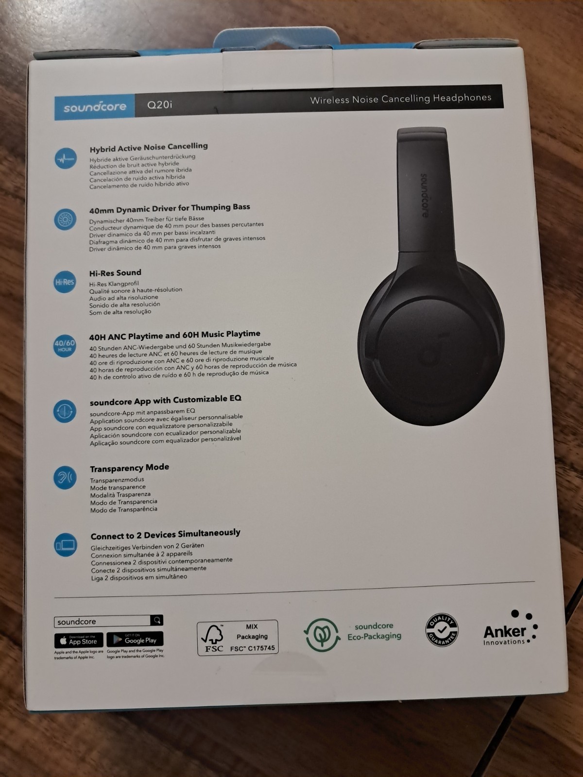 Soundcore Q20i Over Ear Hybrid Active Noise Cancelling Headphones – Black