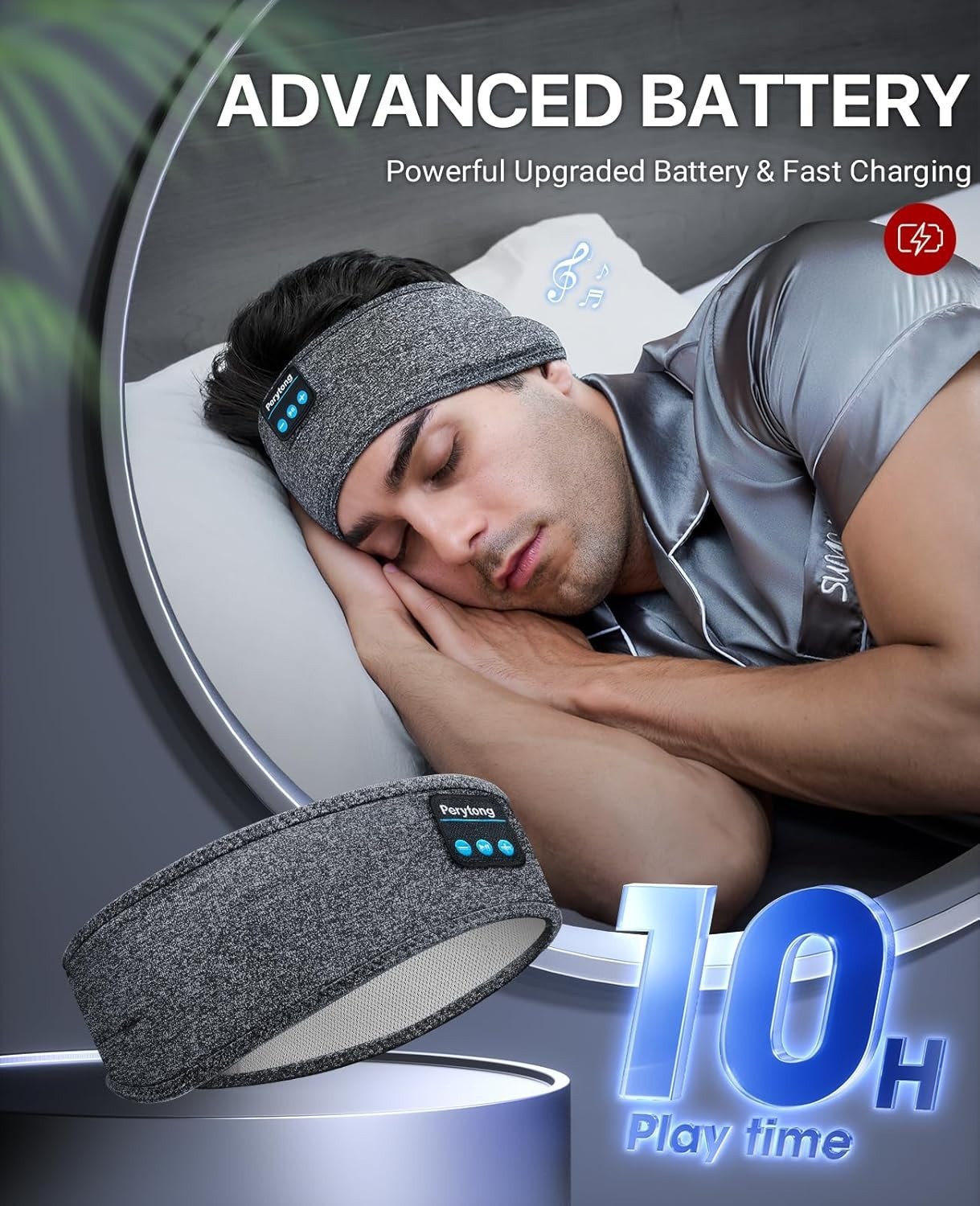 Perytong Sleep Headphones Wireless, Bluetooth Sports Headband Headphones with Ul