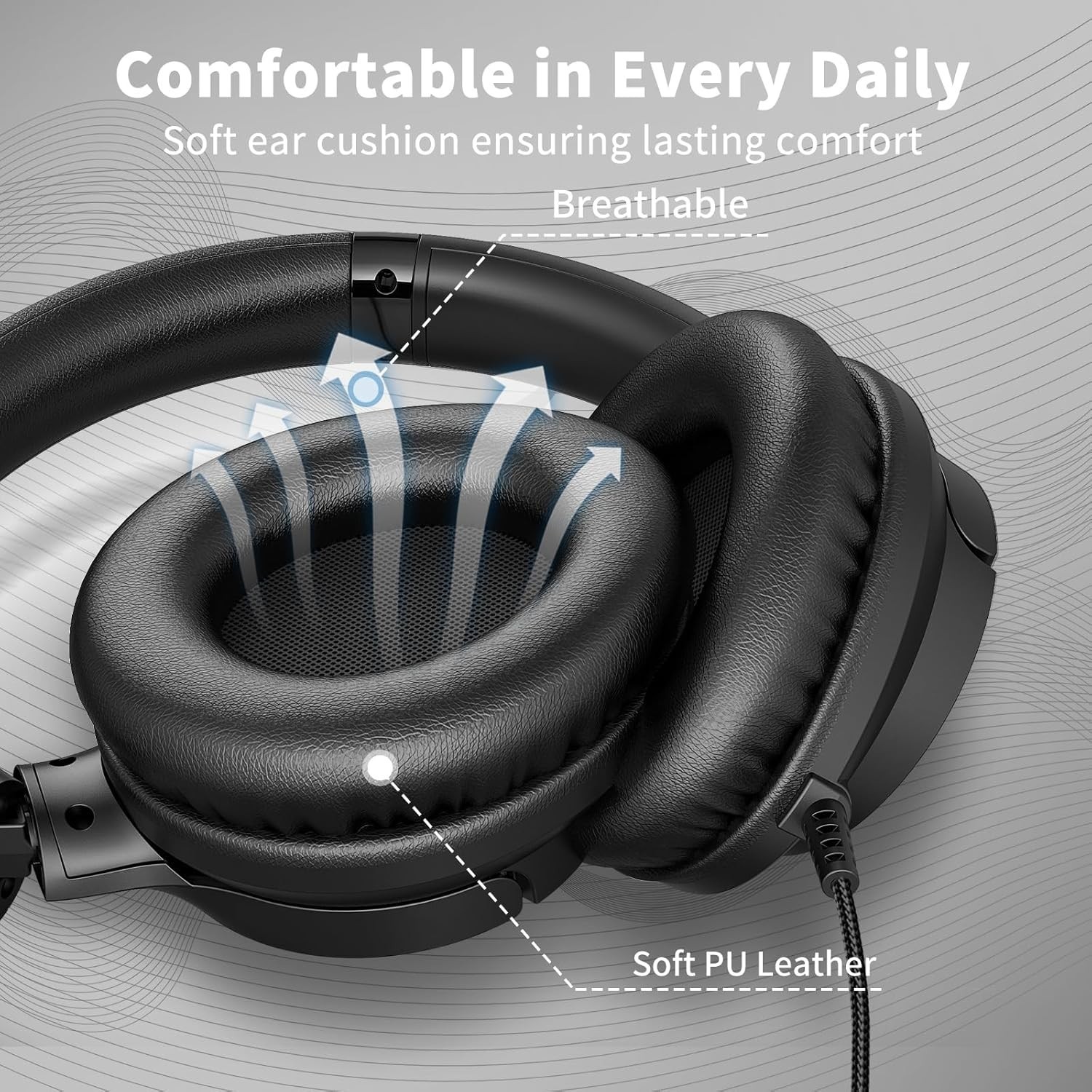Lightweight Over-Ear Wired Headphones with Mic for Clear Calls & Music Listening