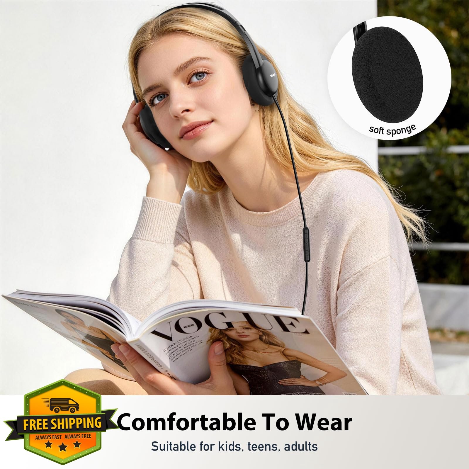 Wuopzf USB-C Wired Headphones w/Mic In-Line Control Type-C Phone PC