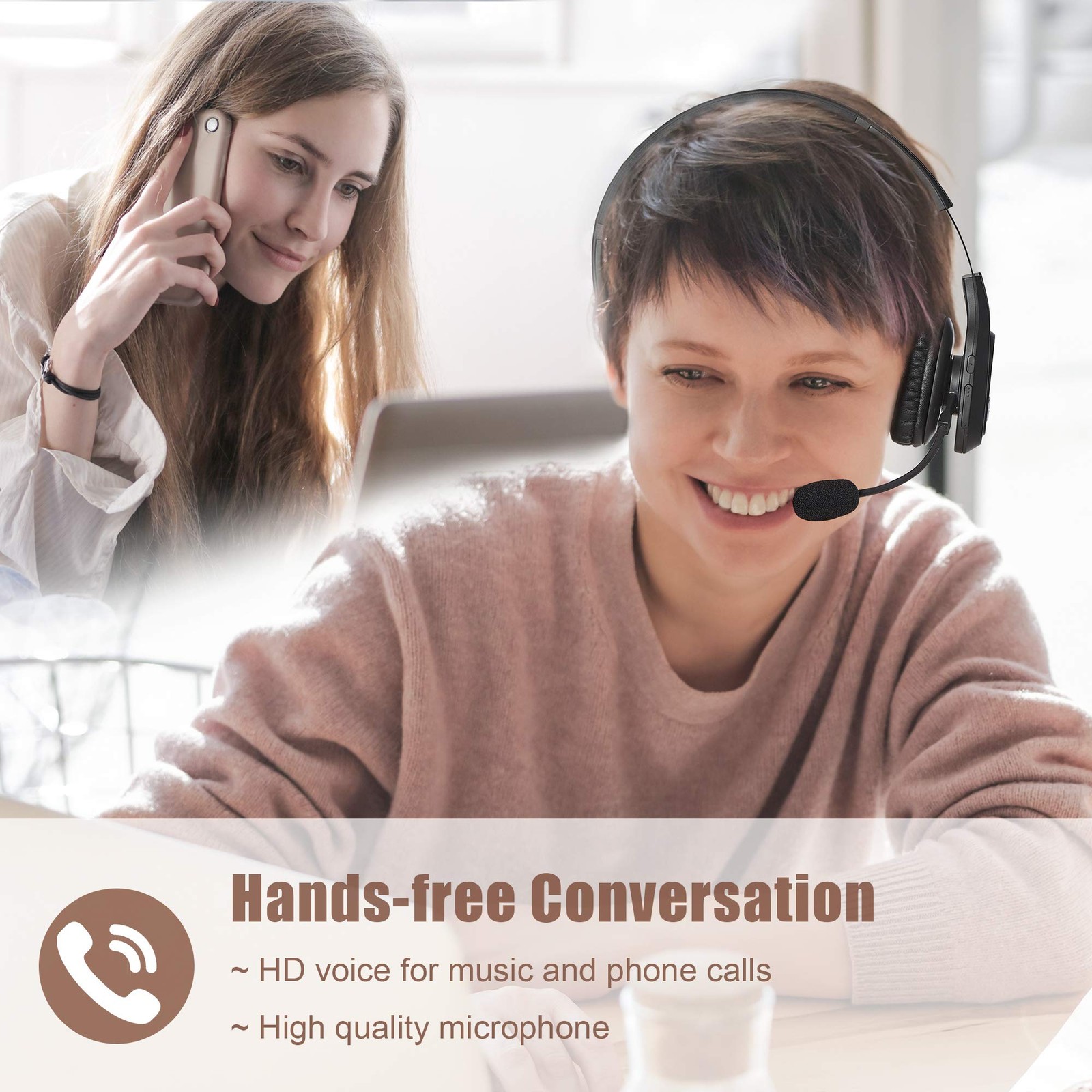 COMEXION Trucker Bluetooth Headset V5.0 Noise Cancelling Mic 30H Talk Time