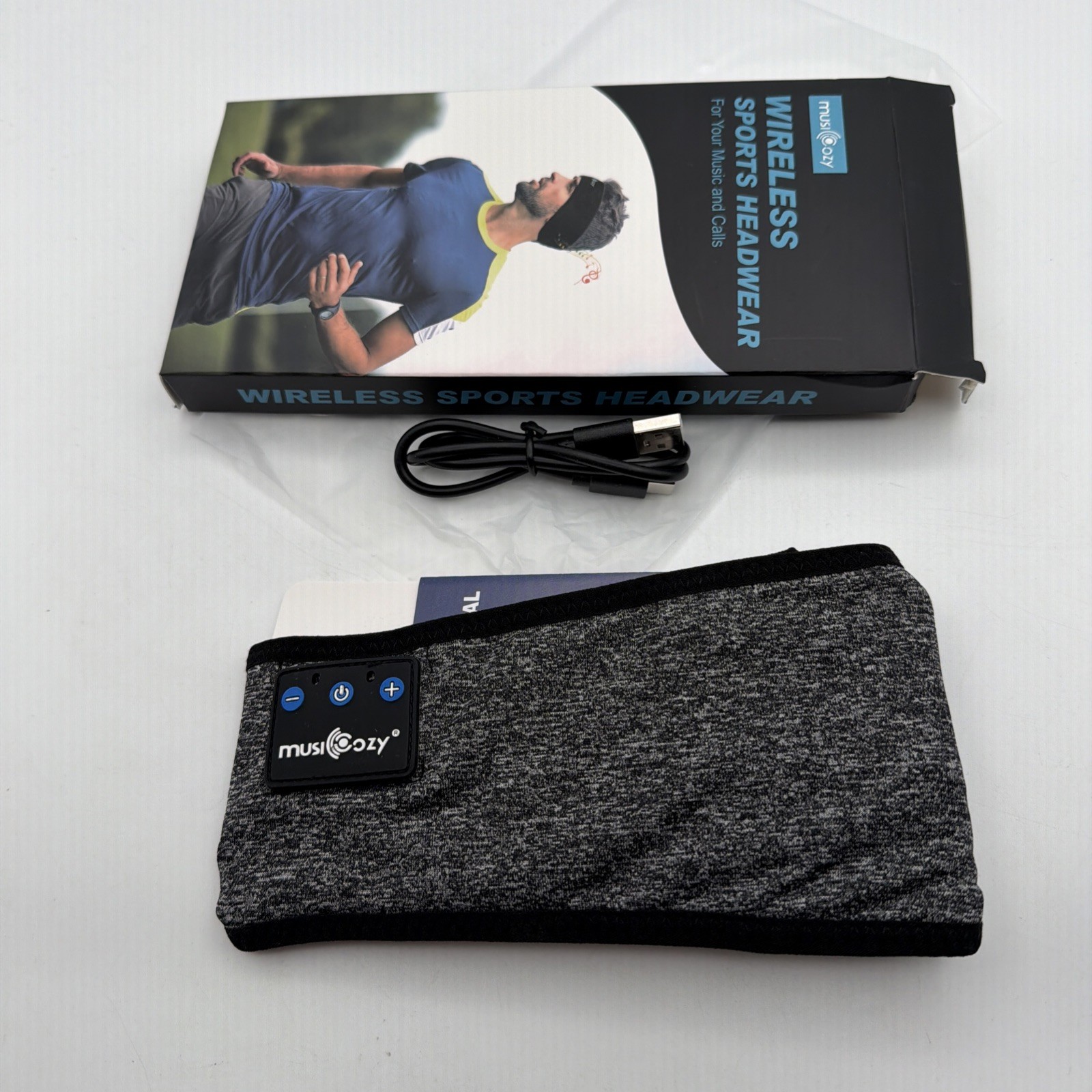 Musicozy Wireless Sports Headwear Gray/Black Bluetooth Calls and Music
