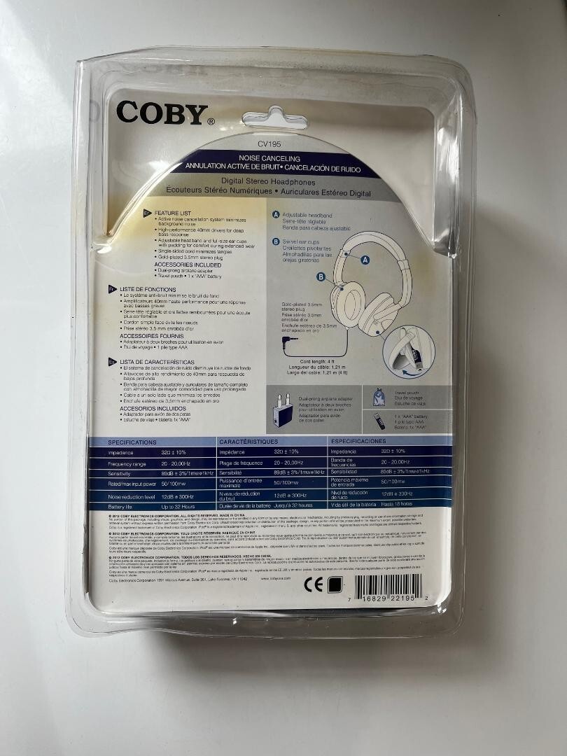 Coby CV195 Headband Headphones – Black – NEW SEALED