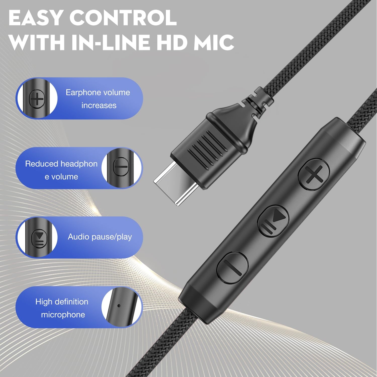 Upgrade USB Type C Wired Headphones, Over-Ear Headphones with Microphone and