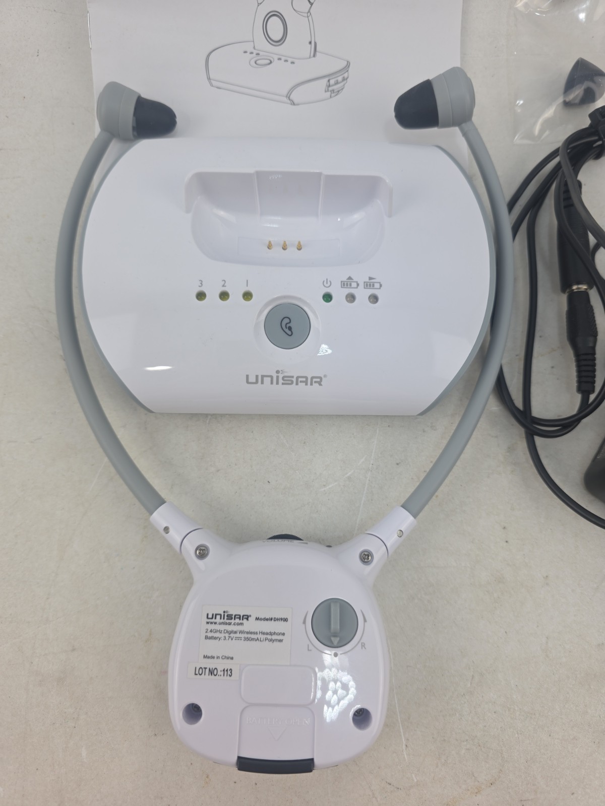 Unisar DH900 2.4GHz Wireless Digital Headset System Tested w/ Charger & Extras