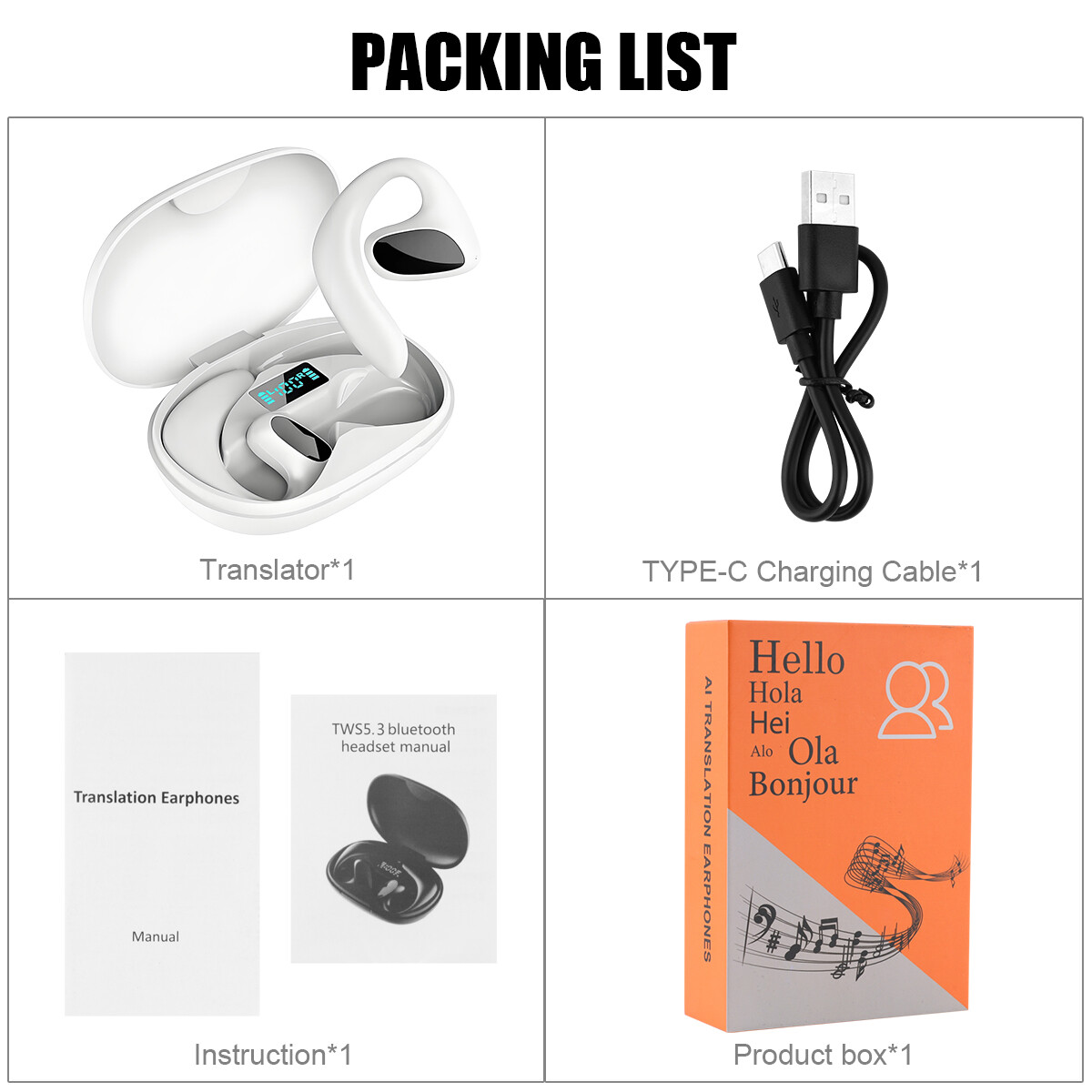 New Smart VoiceTranslator Earbuds 155+Languages Real Time Translator Earbuds US