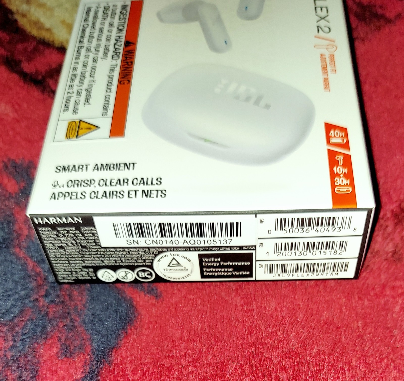 New JBL VIBE FLEX 2 True Wireless Earbuds White FACTORY SEALED NIB