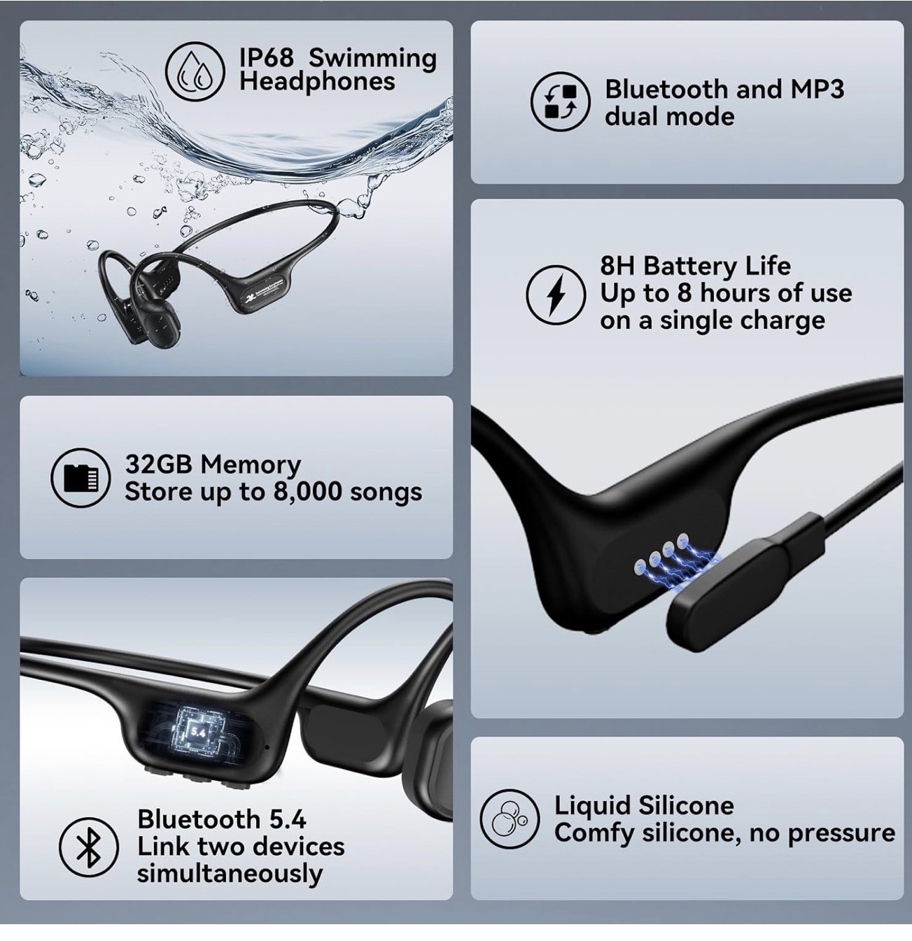 Hostena Bone Conduction Headphones with Mic, Open-Ear Headphones with Noise