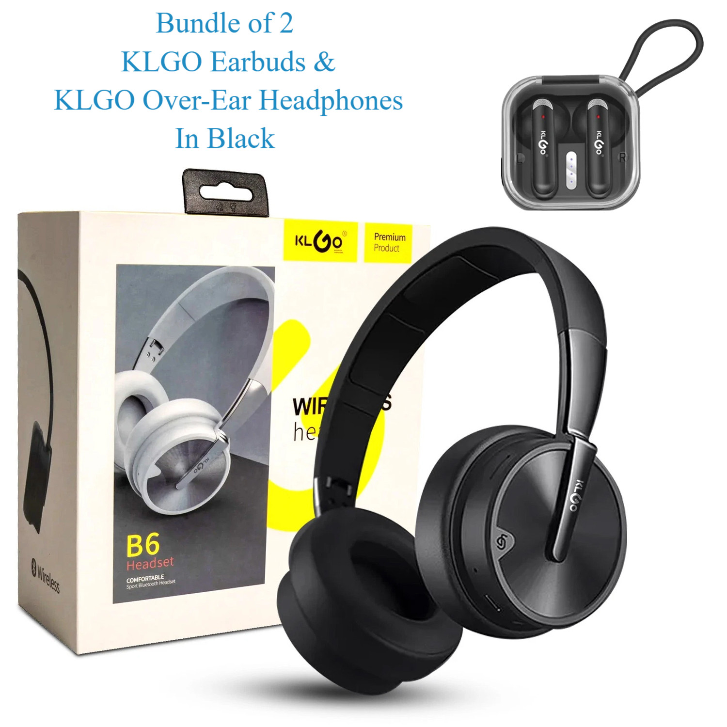 Bundle of 2– KLGO Earbuds + KLGO Over-Ear Headphones 10% Off Free Shipping