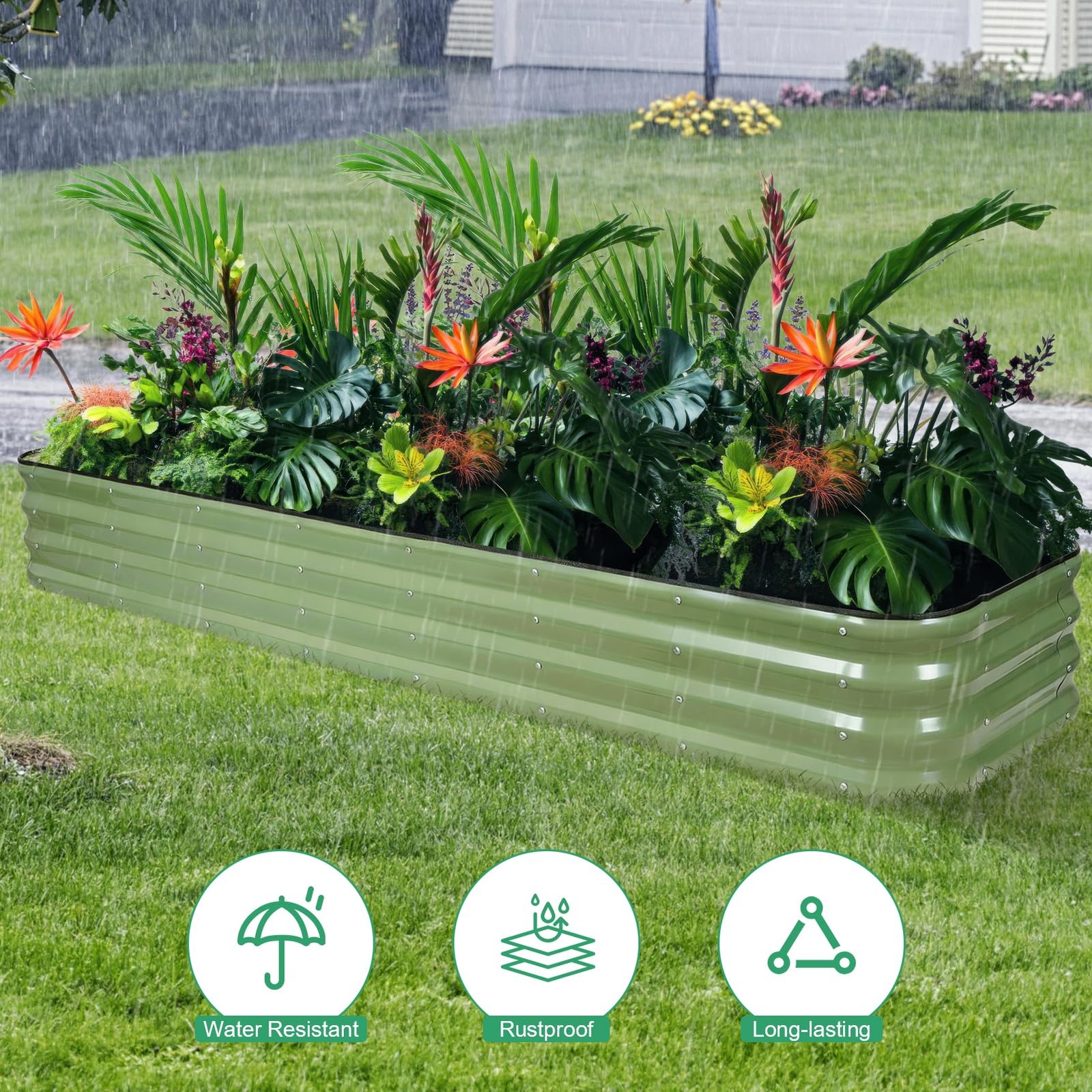 Galvanized Raised Garden Bed Kit – 8x2x1, 2 Pack with Gloves & Tape Included
