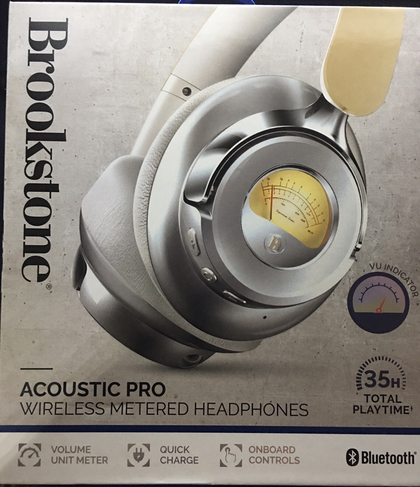 Brookstone Acoustic Pro Wireless Volt Metered Headphones 35 Hours Bluetooth