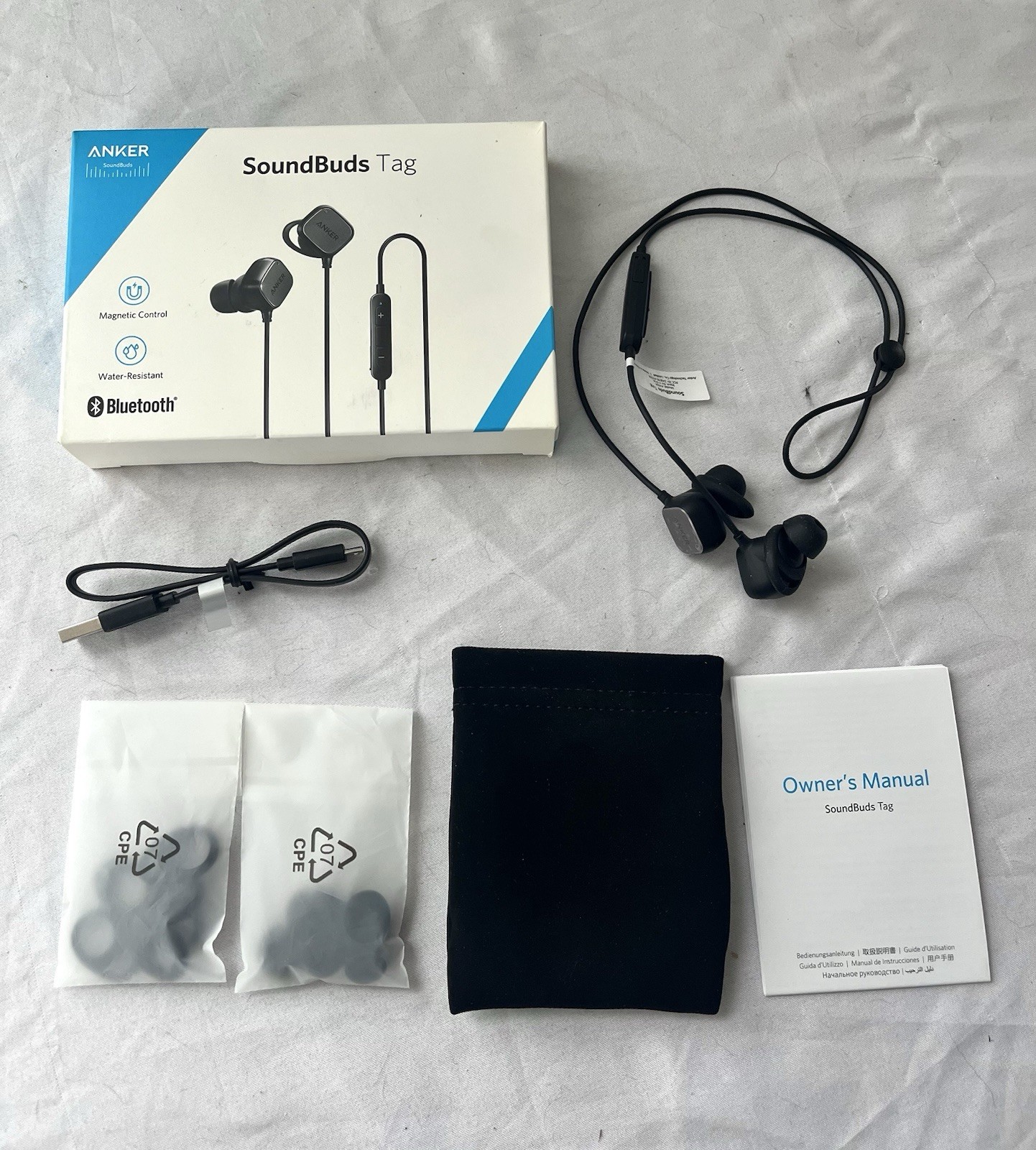 NOB Anker SoundBuds Tag Bluetooth In-Ear Headphones Black, Water-Resistant.