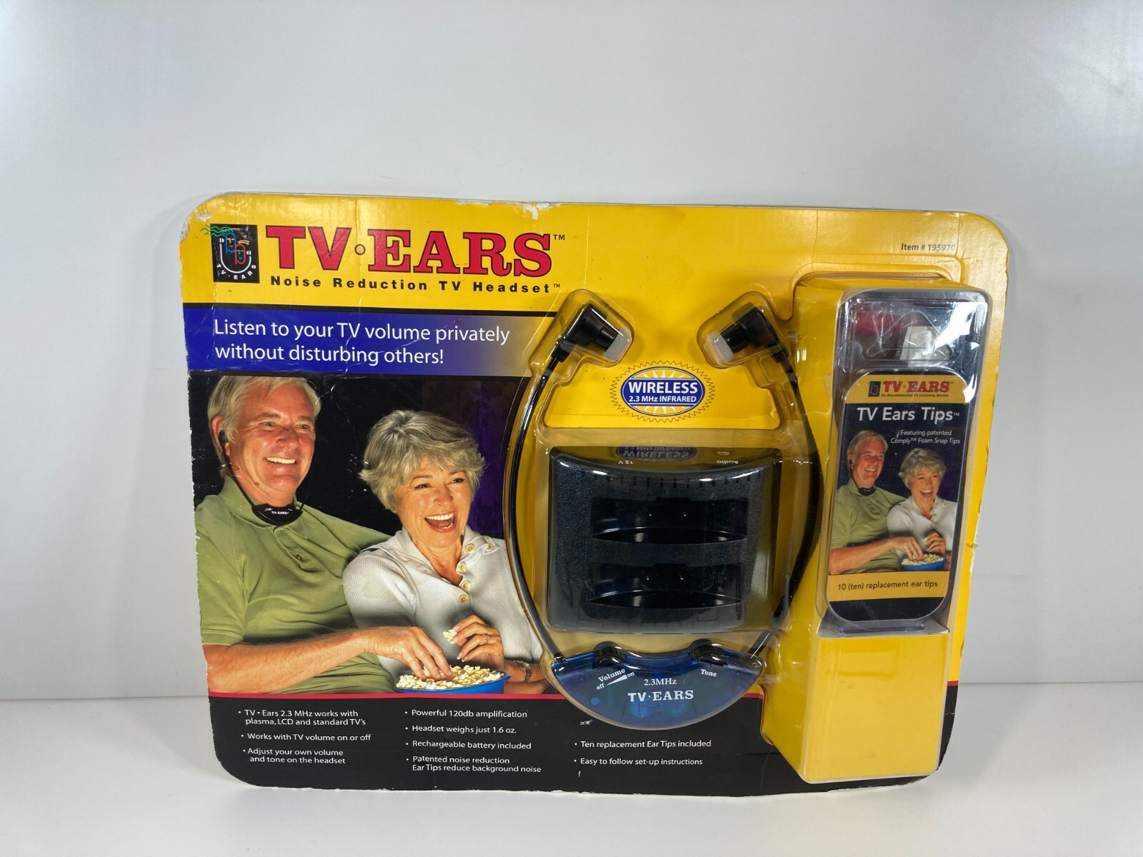 TV Ears Noise Reduction TV Headset Yellow Card Wireless 2.3 Mhz Infrared 195970