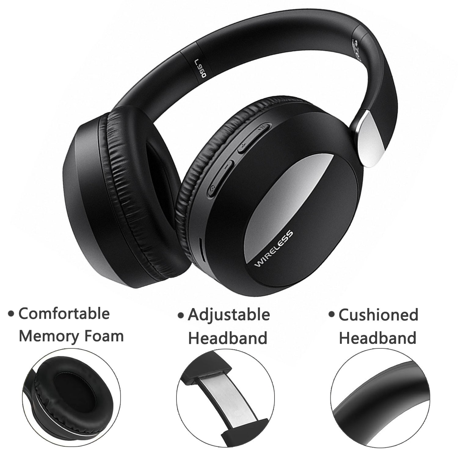 Bluetooth 5.3 Wireless Headset With Noise Cancelling Mic For Phones PC Laptop