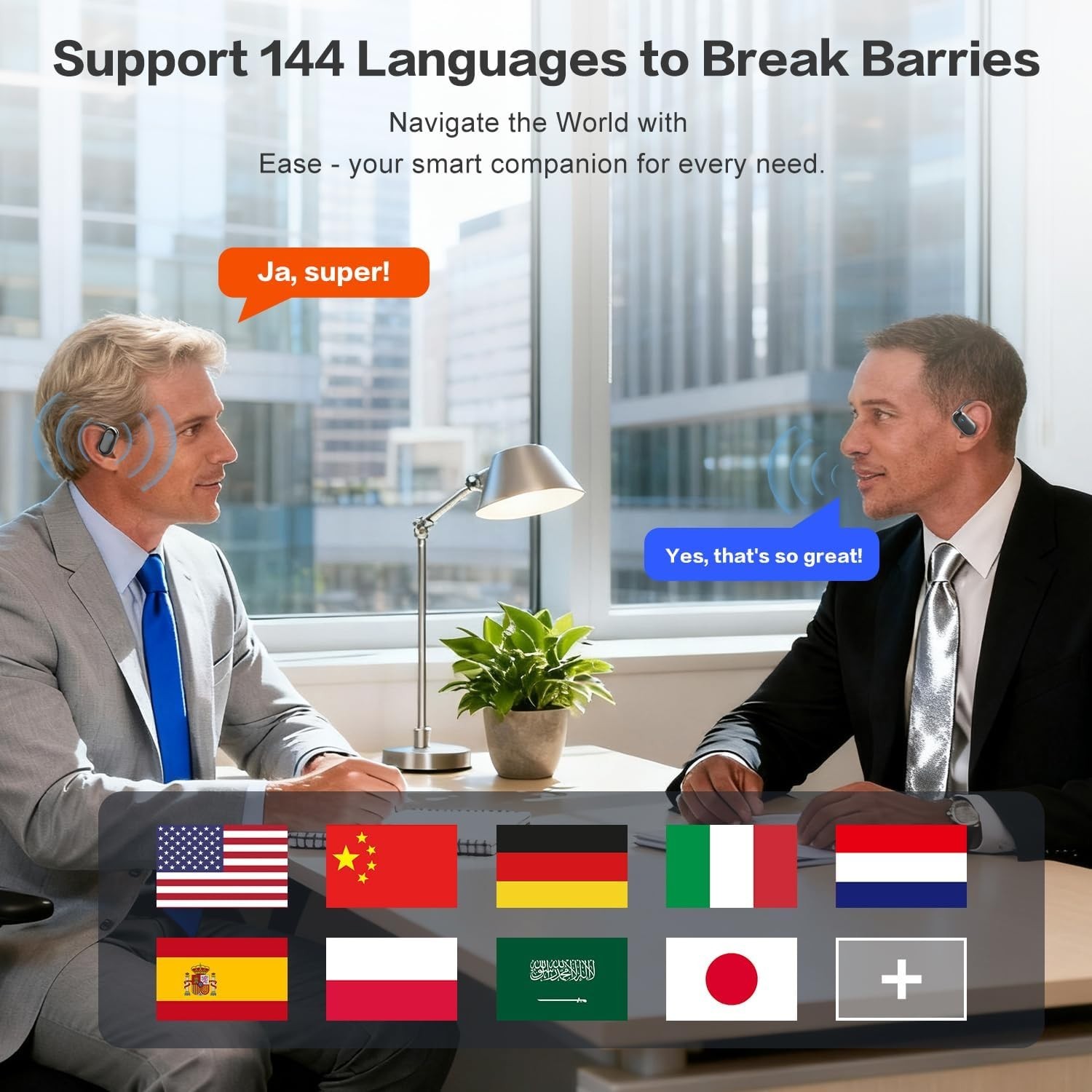 AI Translation Earbuds Real Time, 144 Language Translator Earbuds for Travel