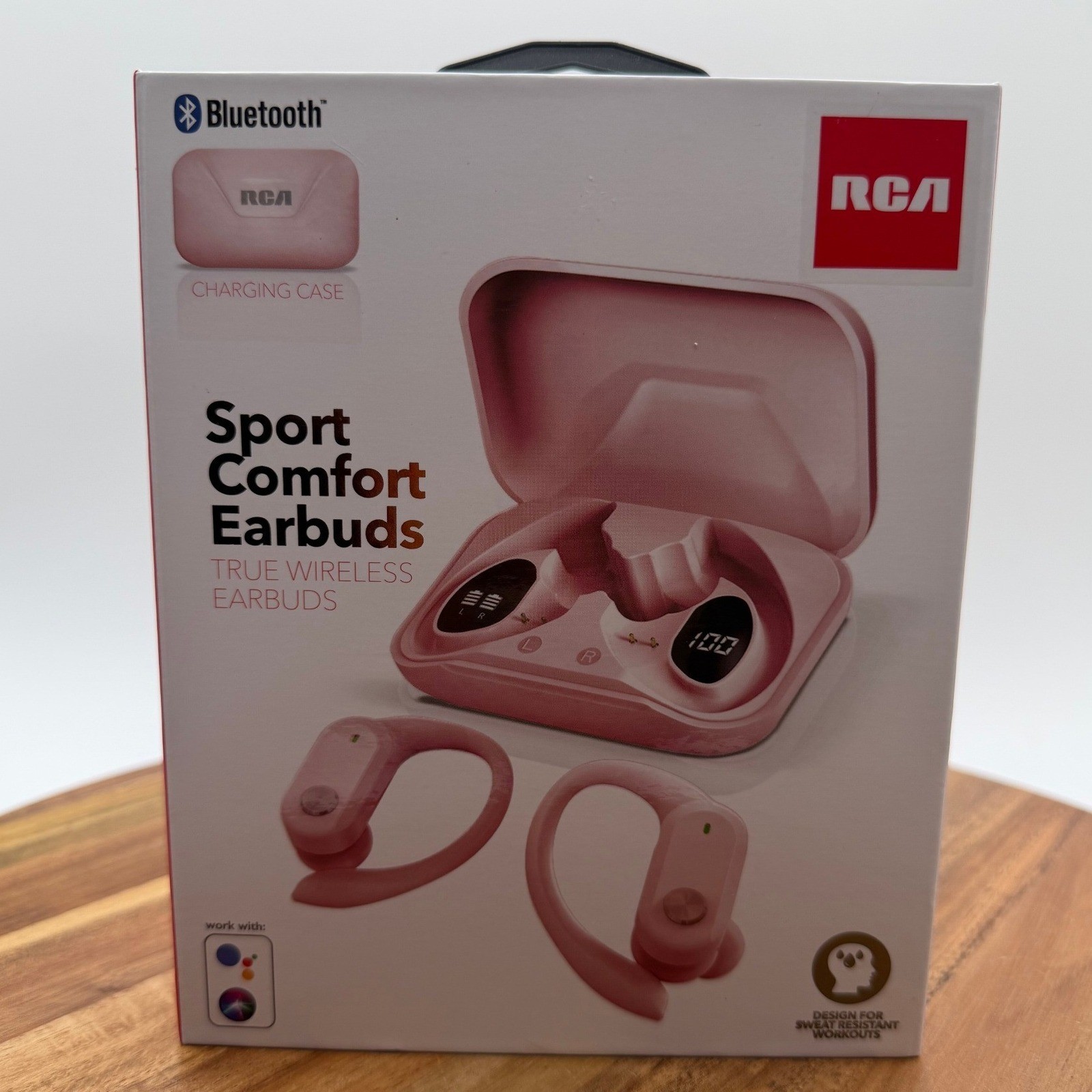 RCA Pink Wireless Headphones WAVE-58 & Sport Comfort Earbuds Bluetooth Bundle