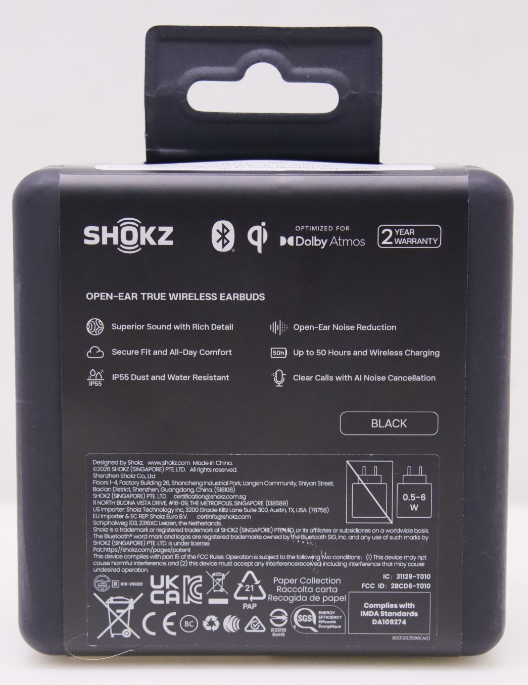 Shokz T010 OpenFit Pro Open-Ear True Wireless Active Noise Reduction Black New