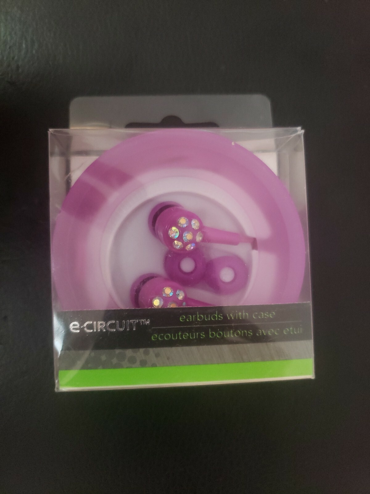 E-Circuit Bling Digital Ear Buds with Case/Extra Buds Purple NIB