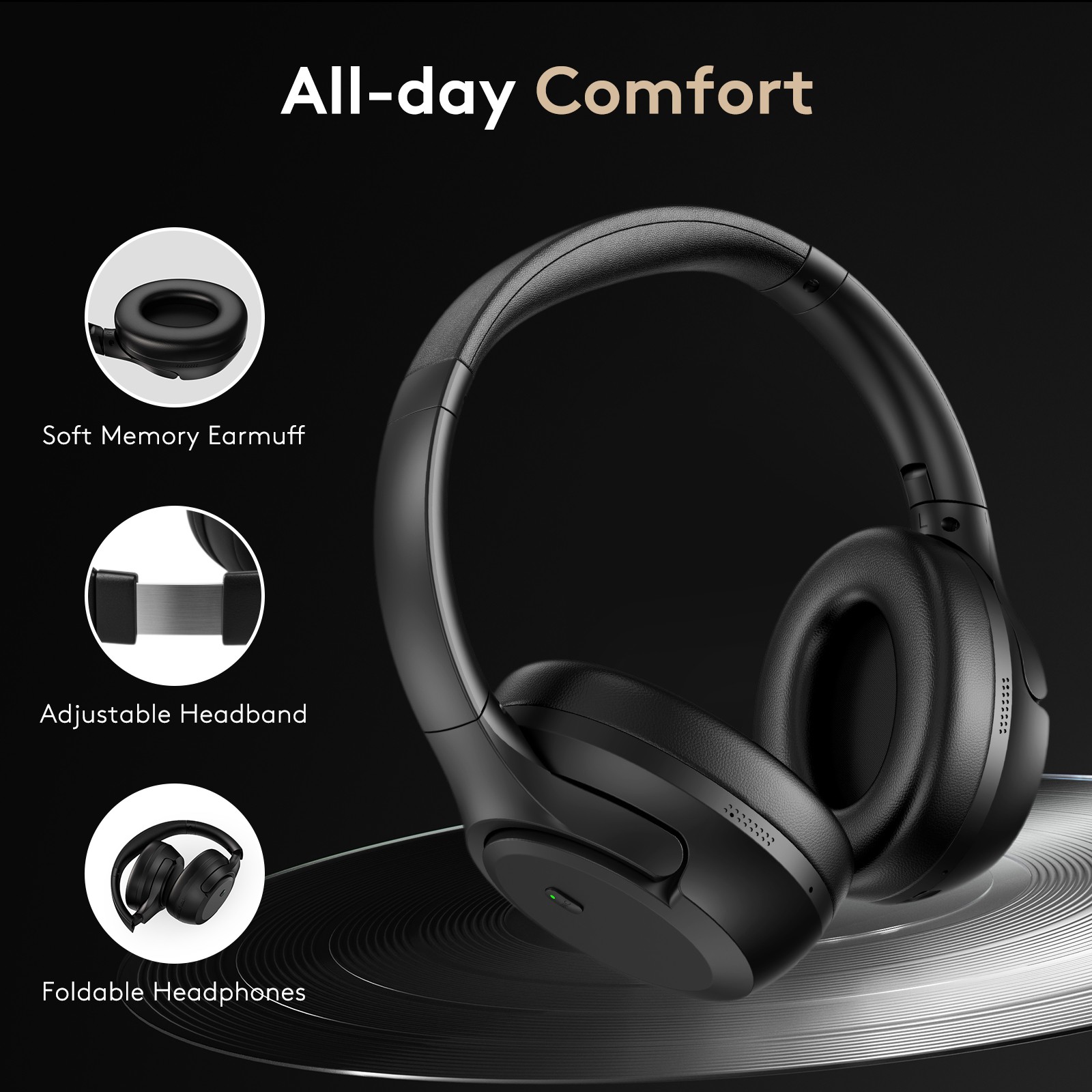 Noise Canceling Headphones Wireless Bluetooth Over Ear Headphones with Clear Mic