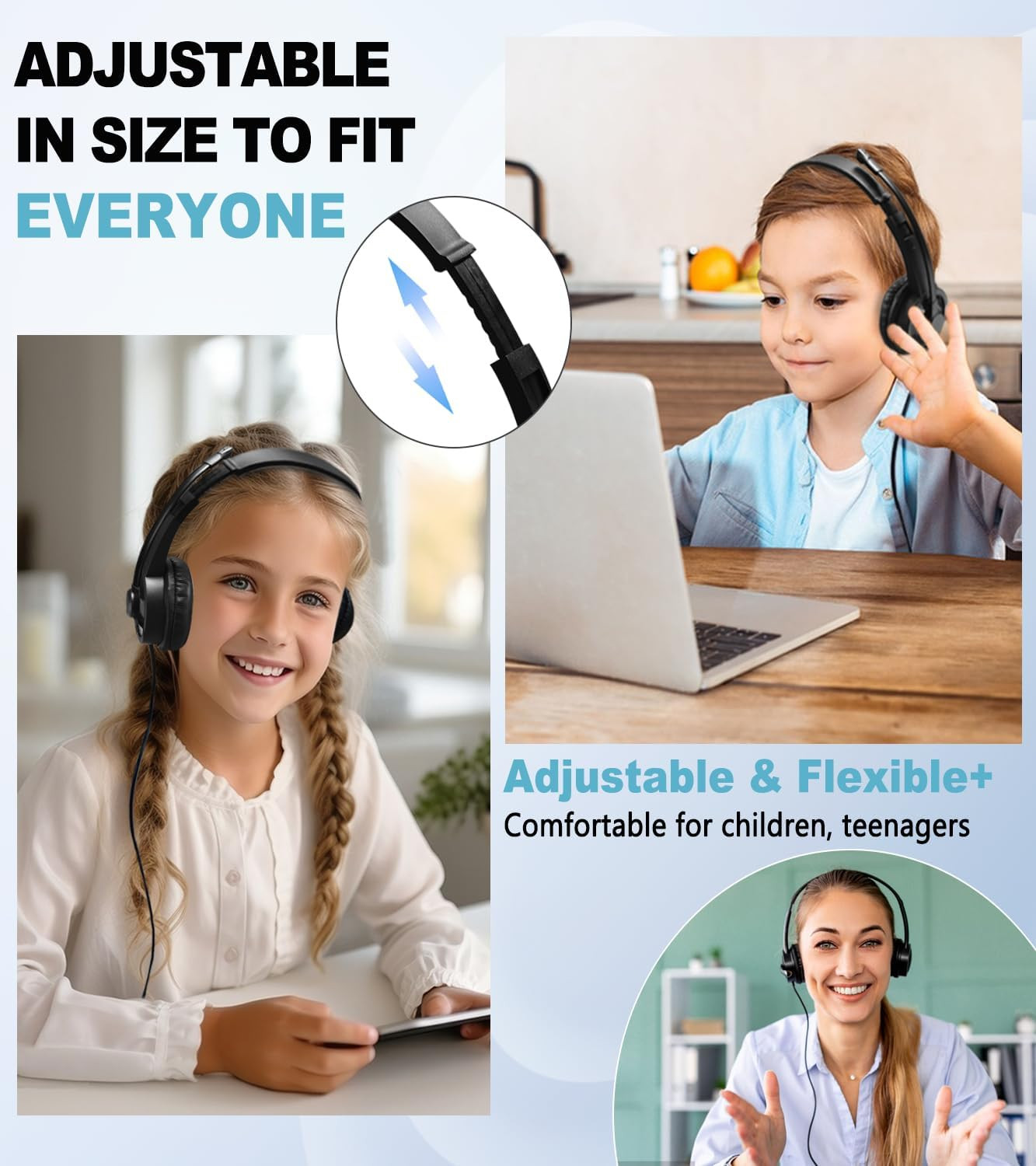 Classroom Kids Headphones with Mic – 20 Pack, 6Ft Durable Wired Headset