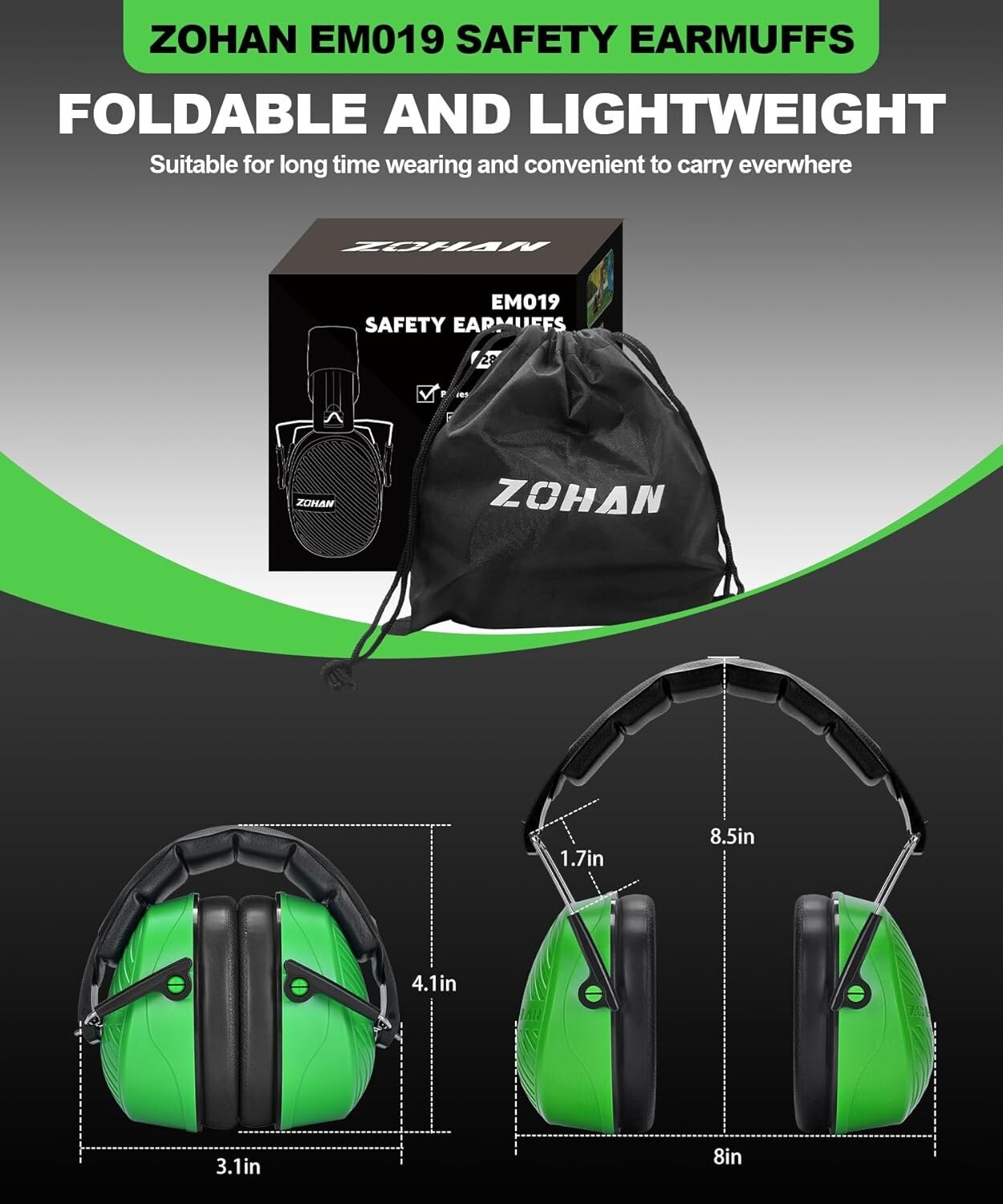 Noise Cancelling Earmuffs for Adults – NRR 28dB for Total Hearing Safety