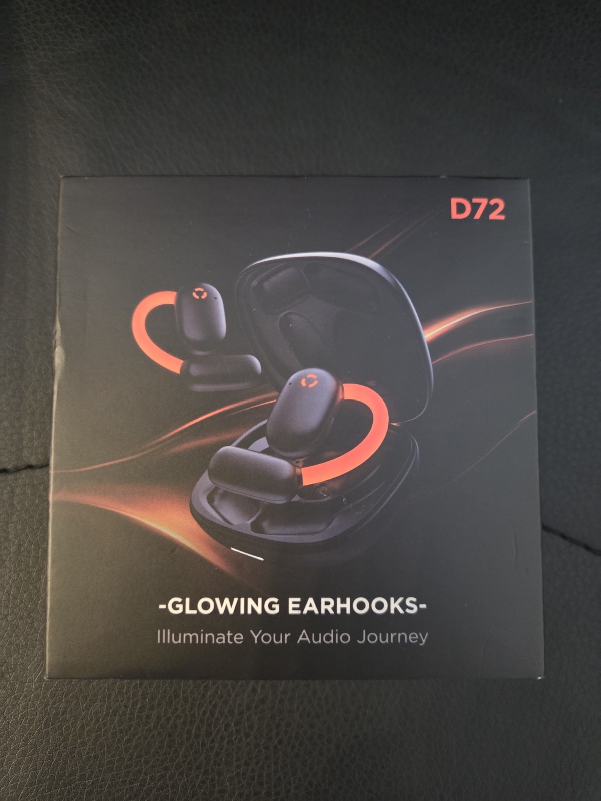D72 Glowing Earhooks Ear-hook Earbud Headphones with Charging Case Black Orange