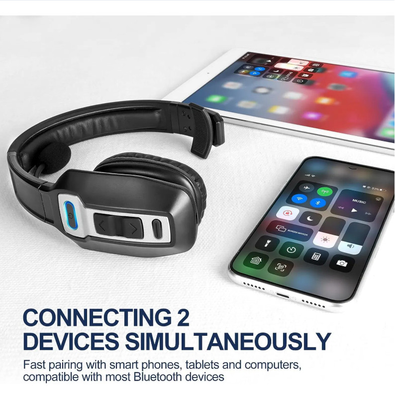 Trucker Headset Wireless Bluetooth 5.2 AI Noise Cancelling Mic For Phones PC