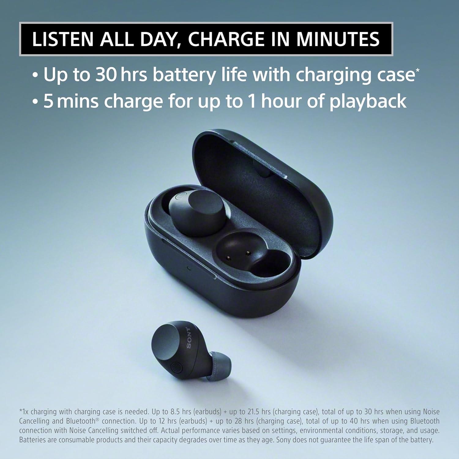Sony Truly Wireless Noise-Cancelling Earbuds WF-C710N Black Excellent Condition