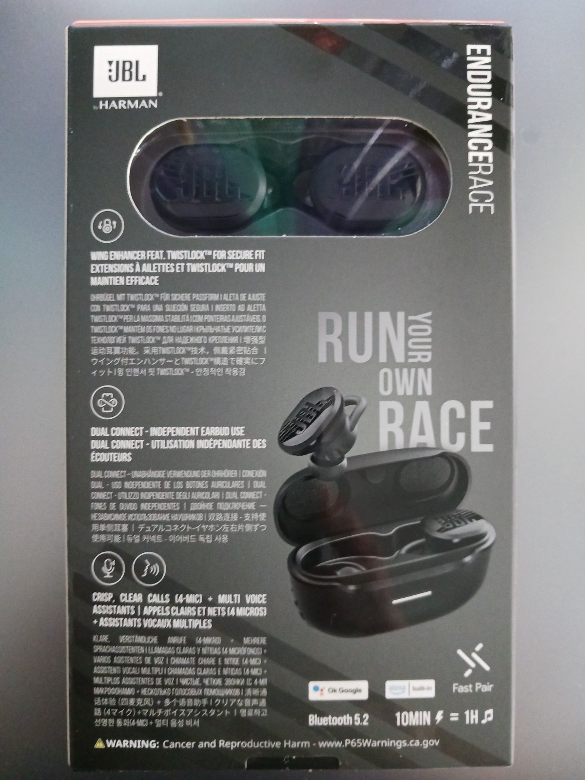 JBL Endurance Race TWS IP67 Waterproof Wireless Bluetooth Headset Earbuds Black